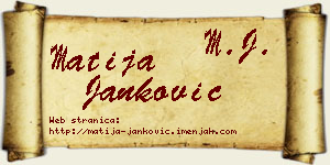 Matija Janković vizit kartica